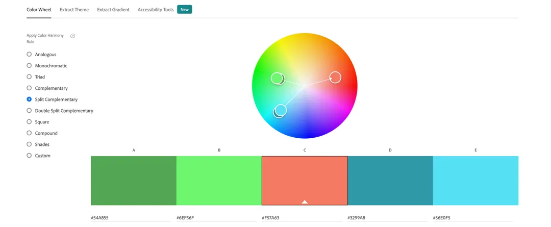 Screenshot of Adobe Color