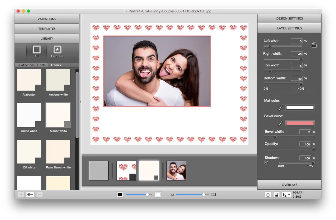 Valentine card with ImageFramer