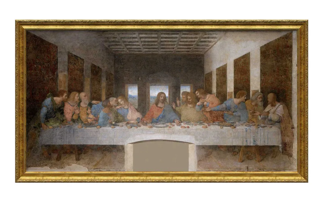 The Last Supper by Leonardo Da Vinci in a gold frame