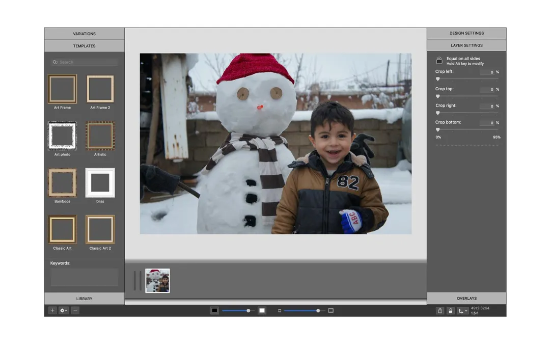 Winter photo waiting to be edited in ImageFramer app