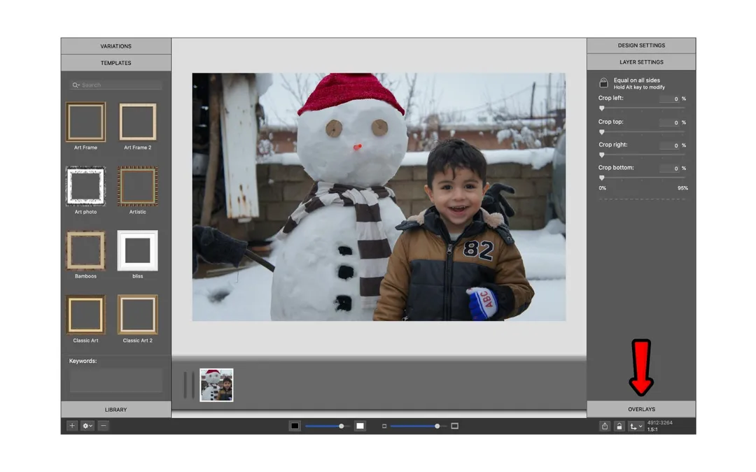 Overlay settings in ImageFramer