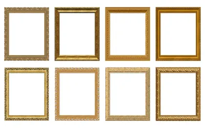 Gold frames in classic paintings and modern art