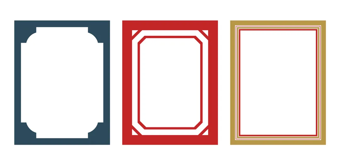 Mat designs with ornamentation, color accents