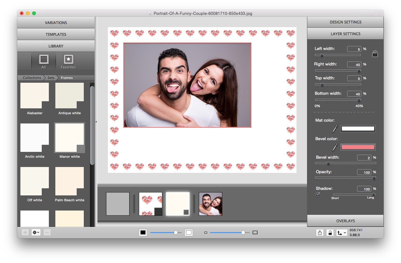 Valentine card with ImageFramer