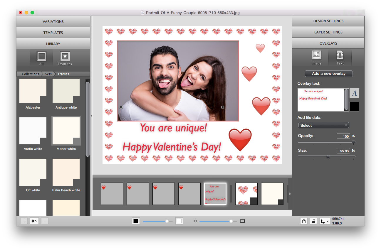 Valentine card with ImageFramer