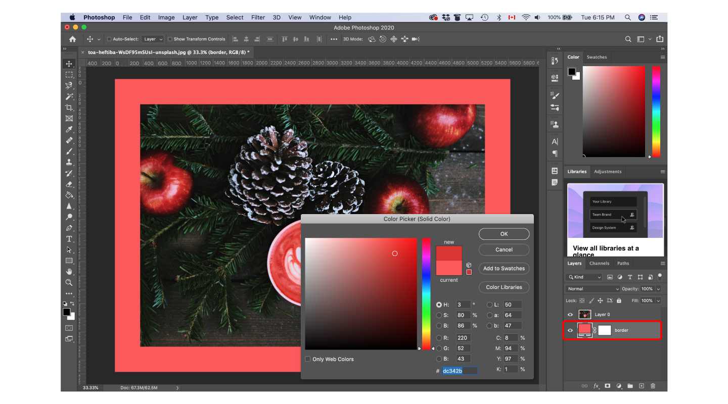 Edit border color in Photoshop