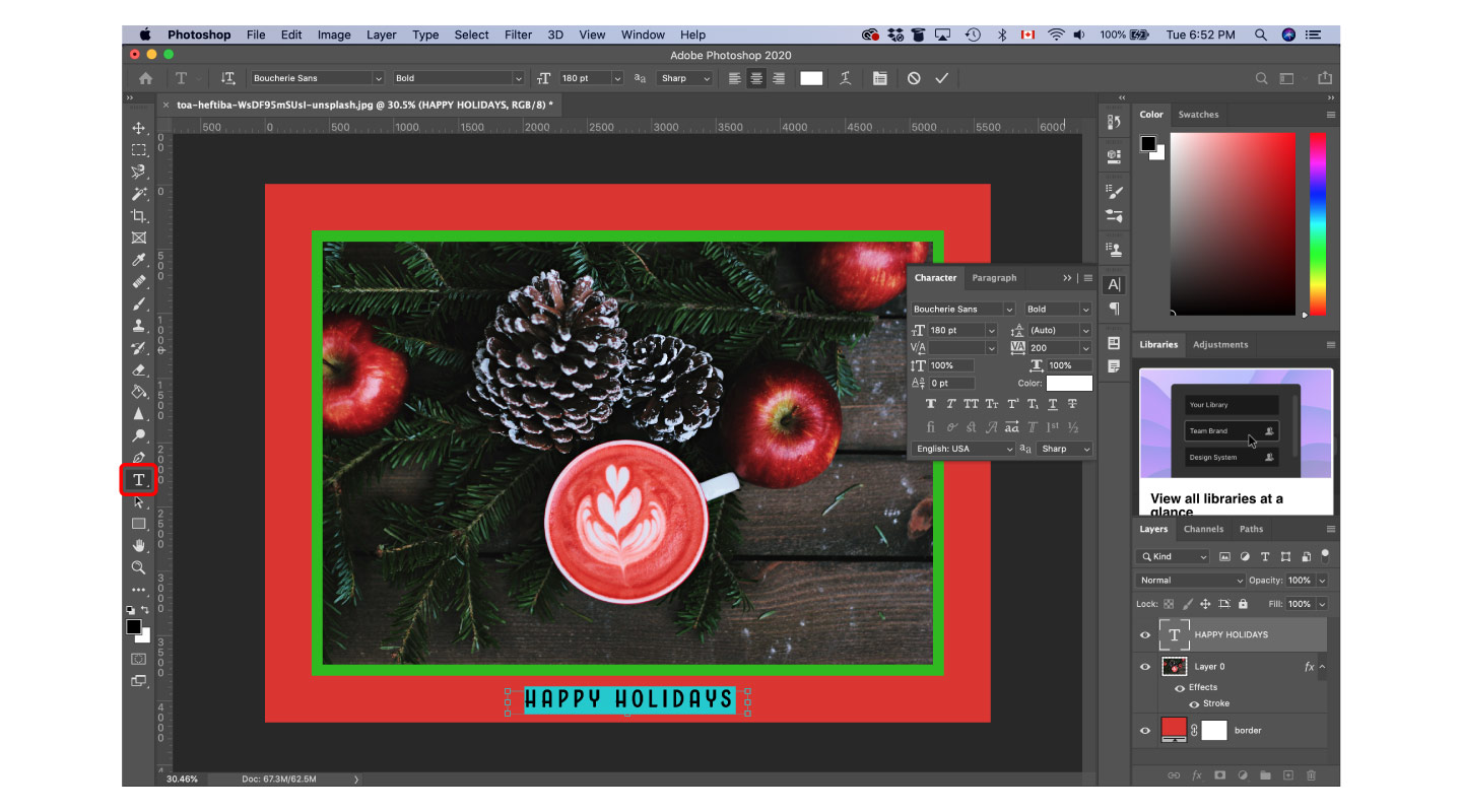 Add text layer in Photoshop