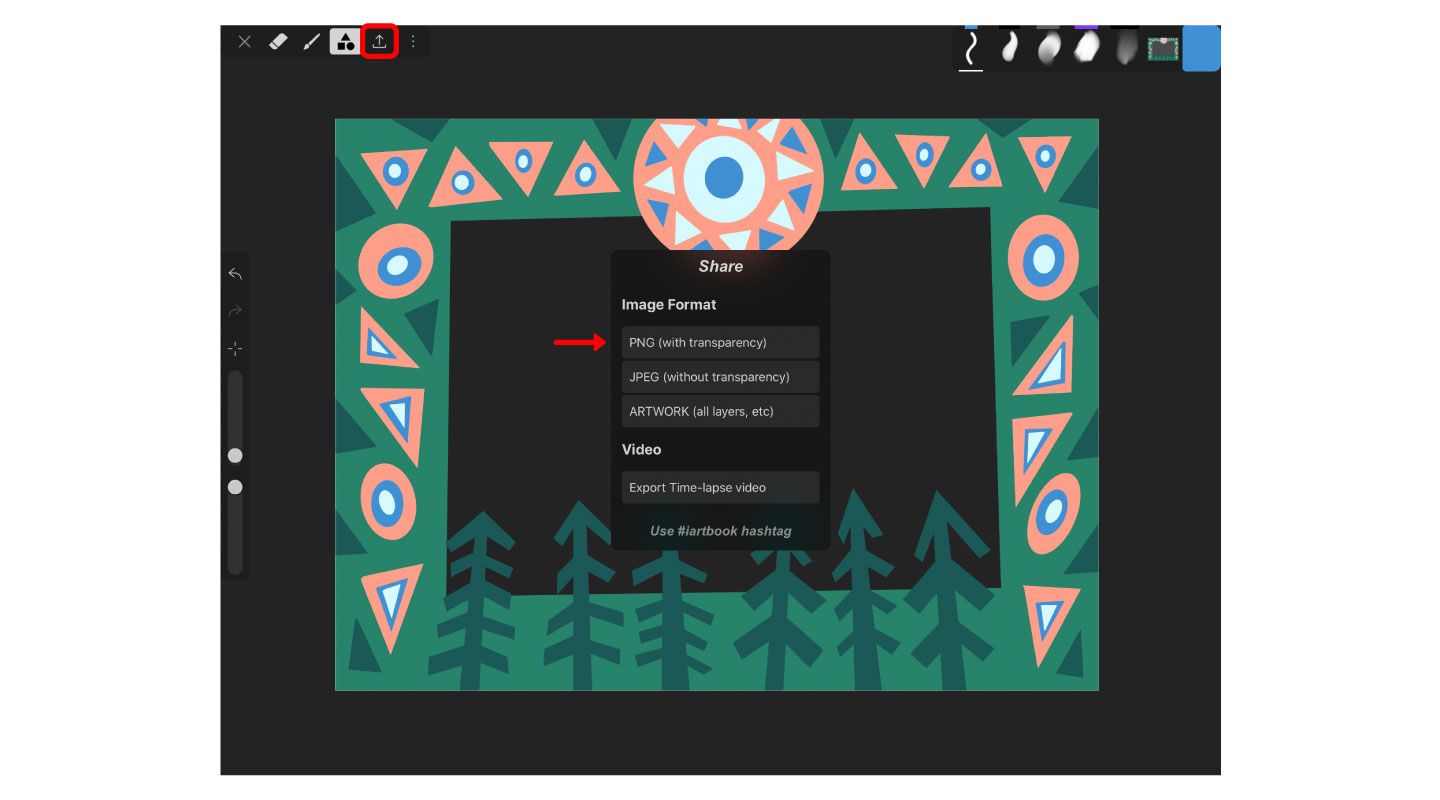 Exporting artwork from the iArtbook iPad drawing app